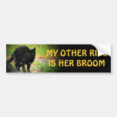 haar bezem - Arched Black Cat Bumpersticker (Voorkant)