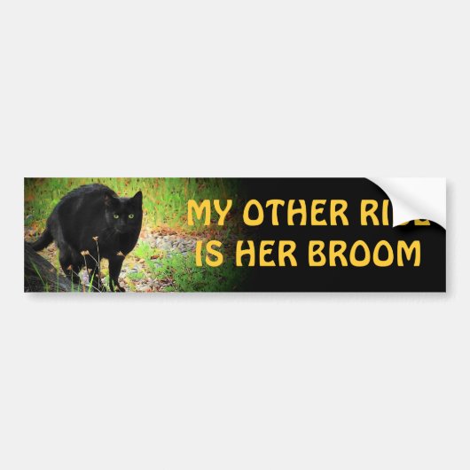 haar bezem - Arched Black Cat Bumpersticker (Voorkant)