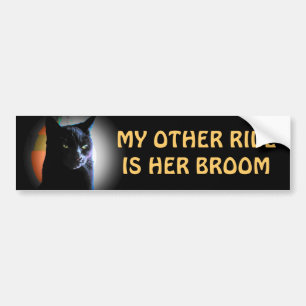 haar bezem - Spooky Black Cat Bumpersticker