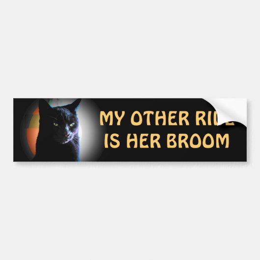 haar bezem - Spooky Black Cat Bumpersticker (Voorkant)