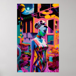 Haar Bonsai Vaporwave van Kanagawa Art Poster