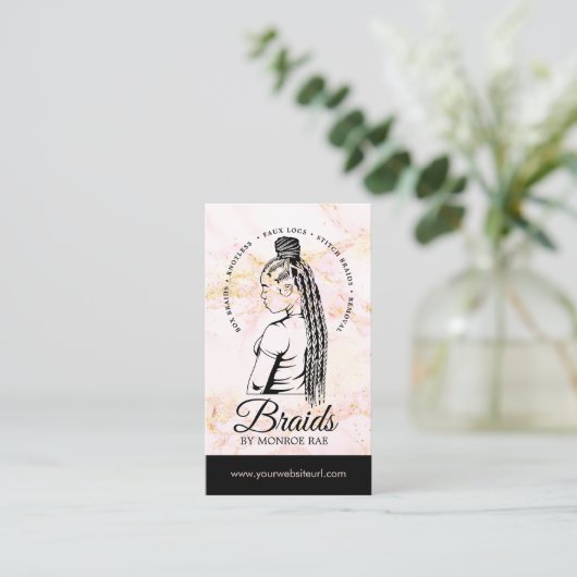 Haar Braider, Braids, Braiding Stylist, Hair Salon Visitekaartje (Staand voorkant)