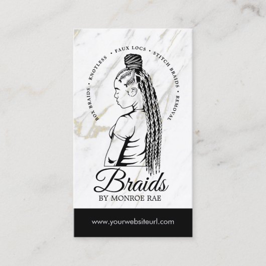 Haar Braider, Braids, Braiding Stylist, Hair Salon Visitekaartje (Voorkant)