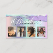 Haar Braiding Braid Salon Pastel Iridescent Paars Visitekaartje (Voorkant)