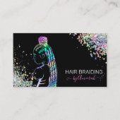 Haar Braiding Stylist Braid Salon Holographic Bus Visitekaartje (Voorkant)