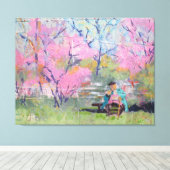 Haar brief lezen Redbuds / Kunstenaar Larry Lerew Canvas Afdruk (Insitu (Houten vloer))