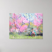 Haar brief lezen Redbuds / Kunstenaar Larry Lerew Canvas Afdruk (Voorkant)