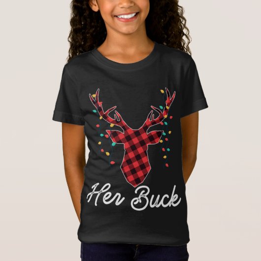Haar Buck Reindeer Red Pset Kerstmis Pajama Match T-shirt (Voorkant)