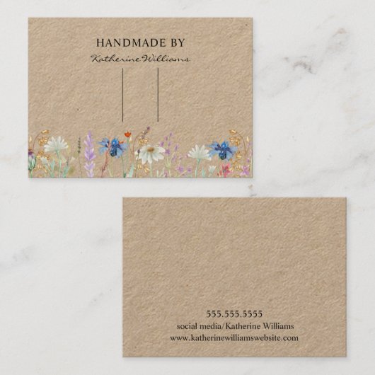 Haar Clip Barrette Display Kaart | Wildflowe Flora Visitekaartje (Voorkant / Achterkant)