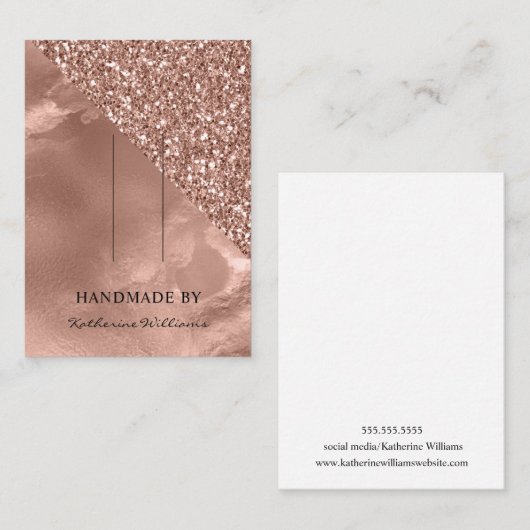 Haar Clip Display Kaart | Roos Gold en glitter Visitekaartje (Voorkant / Achterkant)