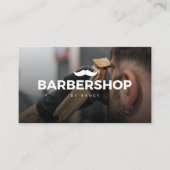 Haar Clipper Foto met snor Logo Barbershop Visitekaartje (Voorkant)