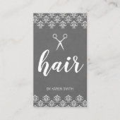 Haar Damast (grijs) Visitekaartje (Voorkant)