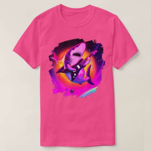 Haar die gitaar afspeelt in ruimte-buitenruimtesch t-shirt (Design voorkant)