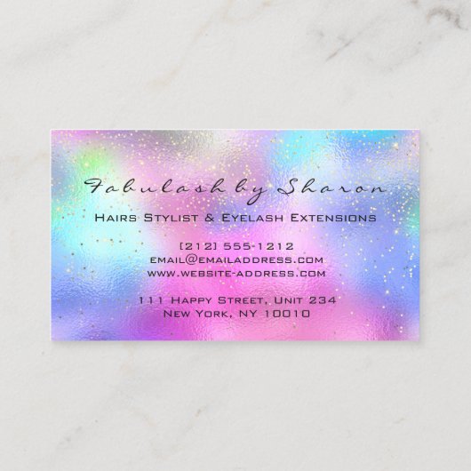 Haar Dresser Lashes Glitter Drift Holograaf Roze Visitekaartje (Achterkant)