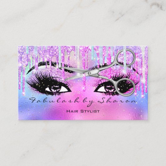 Haar Dresser Lashes Glitter Drift Holograaf Roze Visitekaartje (Voorkant)