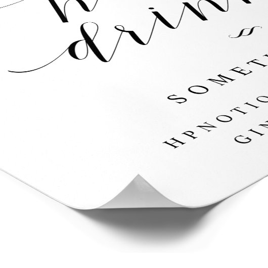 Haar Drink Bride's Cocktail Wedding Reception Sign Poster (Hoek)