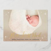 Haar eerste kerstfeest Baby's eerste kerst foto Folie Feestdagenkaart (Voorkant)