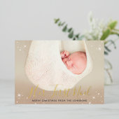 Haar eerste kerstfeest Baby's eerste kerst foto Folie Feestdagenkaart (Staand Voorkant)