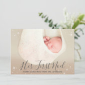 Haar eerste kerstfoto van Noel Baby Feestdagenkaart (Staand voorkant)