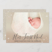 Haar eerste kerstfoto van Noel Baby Feestdagenkaart (Voorkant / Achterkant)