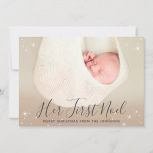 Haar eerste kerstfoto van Noel Baby Feestdagenkaart