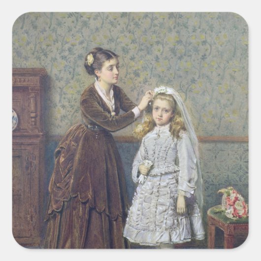 Haar eerste mededeling vierkante sticker (Voorkant)