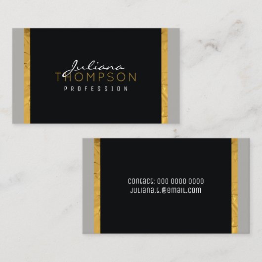 Haar elegante zwart, goud en grijs luxe visitekaartje (Voorkant / Achterkant)