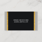 Haar elegante zwart, goud en grijs luxe visitekaartje (Achterkant)