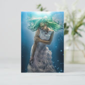 Haar Emerald Curls - Mermaid Hovering Underwater Bedankkaart (Staand voorkant)