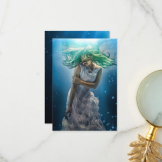 Haar Emerald Curls - Mermaid Hovering Underwater Bedankkaart