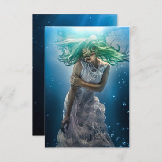 Haar Emerald Curls - Mermaid Hovering Underwater Bedankkaart (Voorkant / Achterkant)