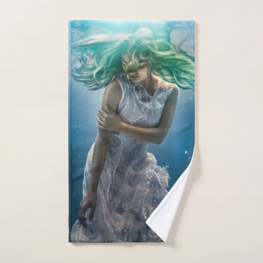 Haar Emerald Curls - Mermaid Hovering Underwater Handdoek (Handdoek)