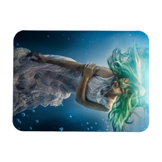 Haar Emerald Curls - Mermaid Hovering Underwater Magneet (Horizontaal)