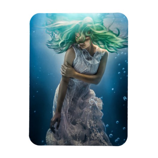 Haar Emerald Curls - Mermaid Hovering Underwater Magneet (Verticaal)