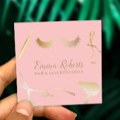 Haar- en Eyelash-uitbreidingen Moderne Blush roze  Vierkante Visitekaartje