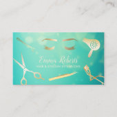 Haar- en Eyelash-uitbreidingen Moderne gouden en B Visitekaartje (Voorkant)