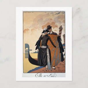 Haar en hem, Mode Illustration, 1921 (pochoir p. Briefkaart