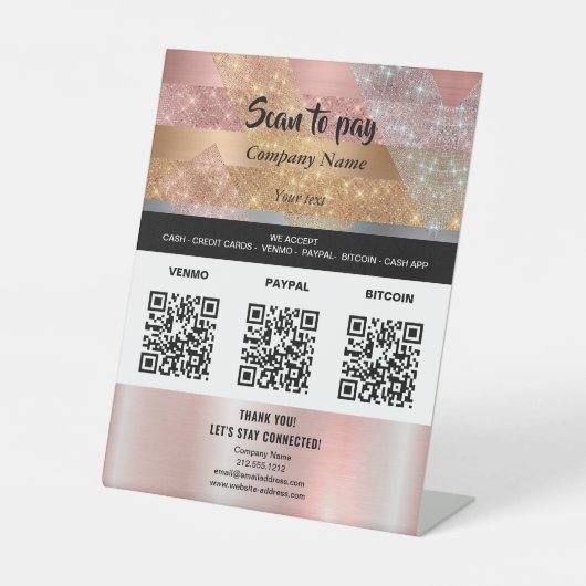 Haar- en make-up QR-BETALING Reclamebord Met Voetstuk (Voorkant)