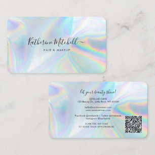 Haar- en Make-up Salon QR Code Holografisch Visitekaartje