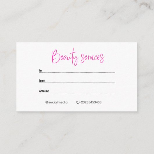 Haar en Make-up Salon Zakelijke Cadeaubonnen Informatiekaartje (Achterkant)