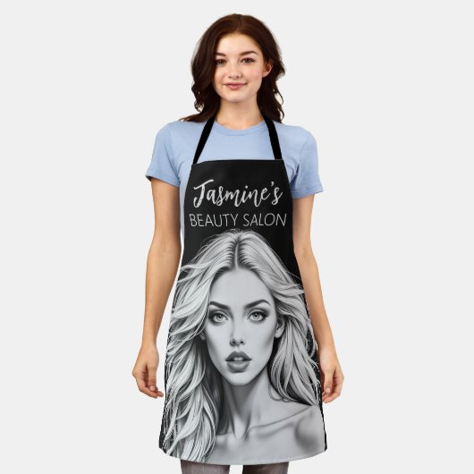 Haar en make-up schoonheidssalon schort (Gedragen)