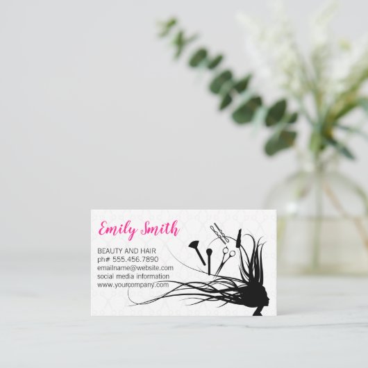Haar en make-up tools visitekaartje (Staand voorkant)