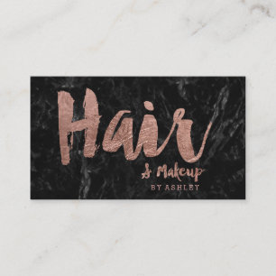 Haar- en make-upgoudtypografie zwarte marmer visitekaartje