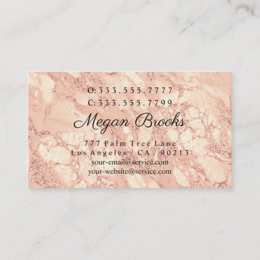 Haar- en Makeup-artiesten, Roos Gold Marble, Vs 2 Visitekaartje (Achterkant)
