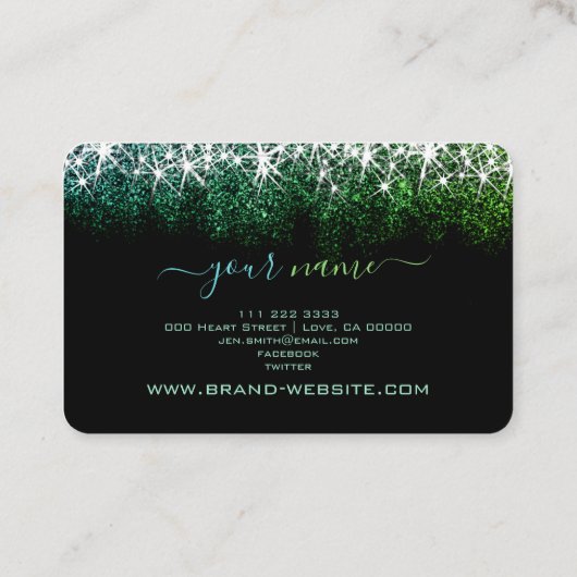 Haar- en Makeup-lijst Lumineus Blauwgroen Glitter  Visitekaartje (Achterkant)