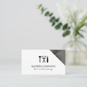 Haar- en Makeup-zwarte marmer-ingang Visitekaartje (Staand voorkant)