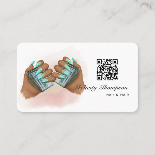 Haar en nagels QR Code Visitekaartje (Voorkant)