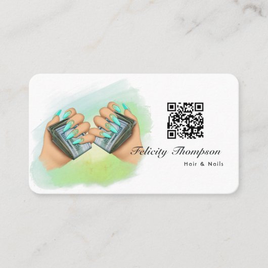 Haar en nagels QR Code Visitekaartje (Voorkant)