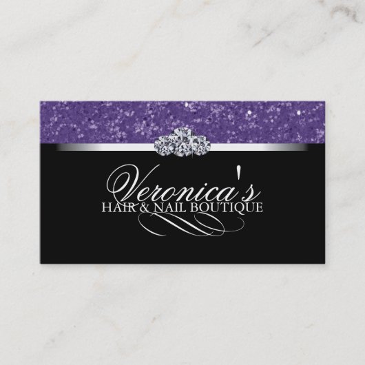 Haar- en Nail Salon Glitter-Visitekaartjes Visitekaartje (Voorkant)