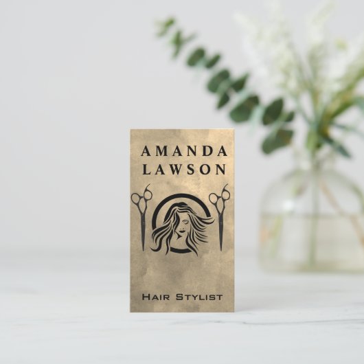 Haar- en schaar-Logo Visitekaartje (Staand voorkant)